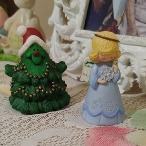 HALLMARK 1982 Christmas Tree and Angel Figurines Set